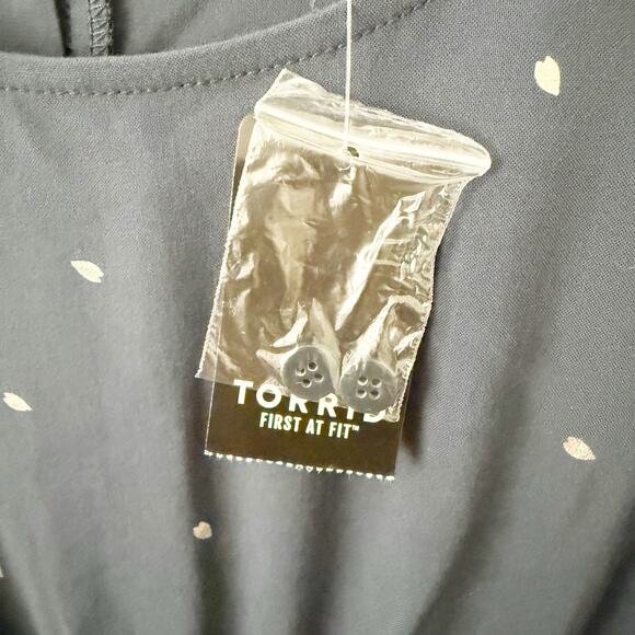 TORRID | Navy Blue Challis Babydoll Tank Metallic Hearts Peplum | Size 00, M/L - Picture 6 of 11